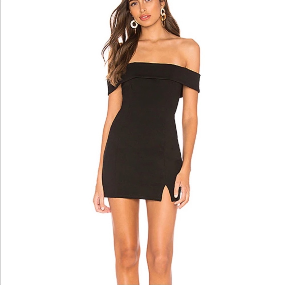 Privacy Please Black Off-Shoulder Mini Dress